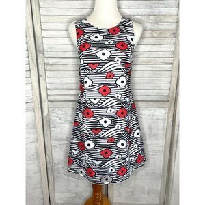Kaari Blue Red White Blue Lace Floral Dress Size 2